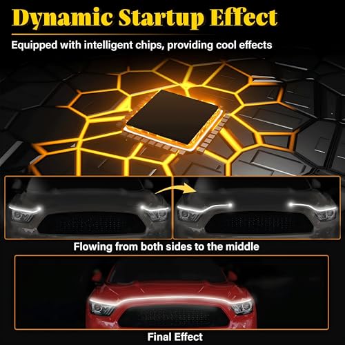 DIBMS 71" High Brightness Car Hood Gap LED Strip, Dynamic Car Ambient Light - color: Blue