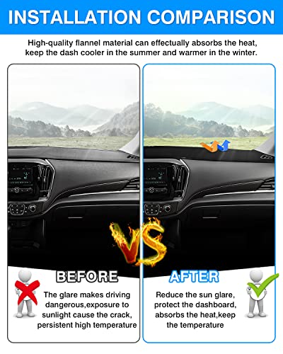 Autorder Dashboard Cover Mat for 2018-2024 Chevrolet Traverse Accessories Dash Cover Flannel Dash Mat Sunshade Glare UV Rays Protector - size: Black 18-24 Traverse