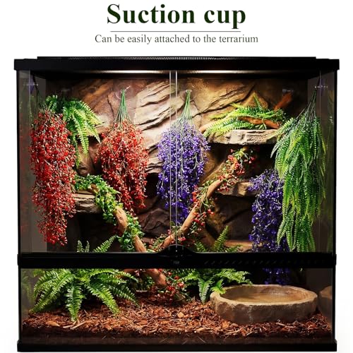 Suncalla Reptile Plants Terrarium Hanging Plants Vines Boston Climbing Terrarium Plant with Suction Cup for Bearded Dragons Lizards Crested Gecko Snake Crab Tank(Tri Color Series,3 Colors) - style: Tri Color Series