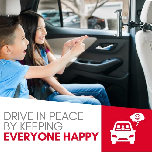 Macally Tablet Holder for Car Headrest - Adjustable iPad Headrest Mount for Car - Super Secure Car iPad Holder Backseat Kids - Fits All 4.7-12.9" Back Seat Devices (iPad Pro/Air/Mini, Nintendo Switch) - color: Silver