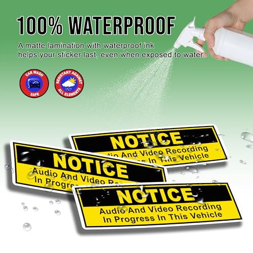 TAYTA Notice Dash Cam Audio and Video Recording Sticker, 5x1.5", 3 Pcs - color: Style 2