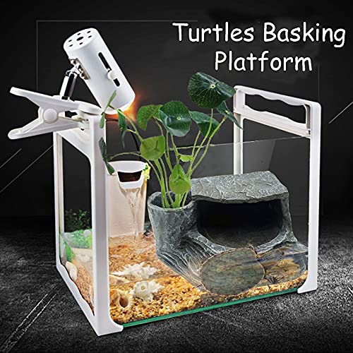 Tfwadmx Turtles Basking Platform Reptile Habitat Hiding Cave Amphibians Climbing Ramp Decorations Resin Fish Tank Aquarium Ornament for Frogs Newts Snakes Chameleons Lizard