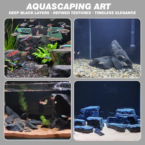 Unocho Aquarium Stone Fish Tank Rocks 5lb Natural Rocks for Aquariums Aquascaping Landscaping Model Tank Decoration Vivariums Paludarium Miniature and Fairy Garden(3"-6"-4pcs) - size: 5LB(4pcs)3-6in.