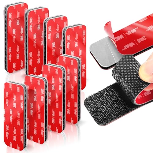 8 Sets Heavy-Duty Adhesive Hook and Loop Strips, 1.2" × 3.2"