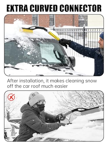 MIKKUPPA 27" Snow Brush and Ice Scrapers for Car Windshield, Yellow, 2 Pack - color: Yellow*2(with Curved Connector)