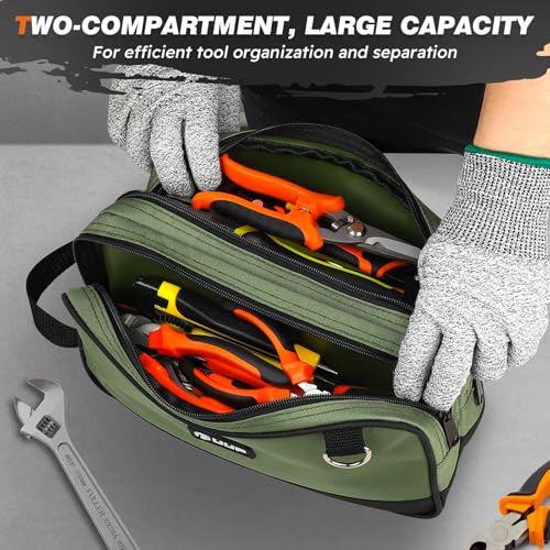 12" Small Tool Bag, Divider Zipper Pouch Tool Box Organizer - color: Green 1Pack, size: 12" x 7"