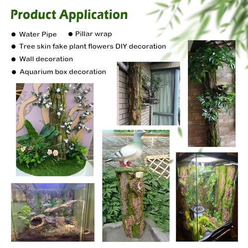 kathson Reptile Cork Terrarium Background Decor Climbing Mat Habitat Fitting Bark Backdrop Wall Artificial Moss for Lizard Gecko Bearded Dragon Chameleon(3 Pcs)