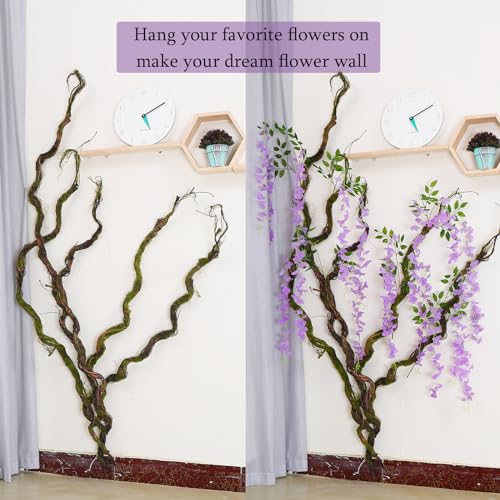 70.86" Fake Tree Branches Grapevine Moss Garland Wall Vines | Artificial Reptile Climbing Twigs Tree Trunk for Cherry Blossom Flowers Hanging Wedding Garden Halloween Outdoor Decoration - size: 5ft 11in