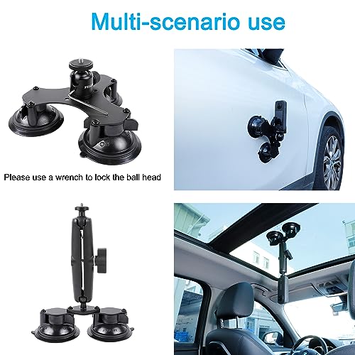 PellKing Suction Car Mount for Insta360 x5,x4, x3, x2, x,One RS,R Compatible with GoPro Max DJI OSMO 360 Camera 5 in 1 Suction Mount Kit for Action Cameras (Includes 44.9-inch Selfie Stick)