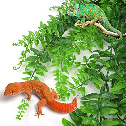 1PC Reptile Plants Bendable Climbing Fake Vine Pet Habitat Decorations Leaves Hanging Silk Terrarium Plant with Suction Cup for Bearded Dragons Lizards (1PC) (JGSC-0SC)