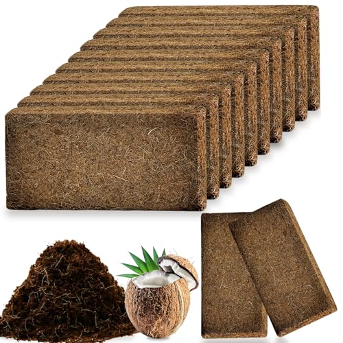 Cheardia 12 Packs High Nutrition Coconut Coir Brick, High Expansion Coconut Fiber Substrate with Low EC and PH Balance, Organic Coco Coir for Garden Soil Potting Flower Herbs Vegetables