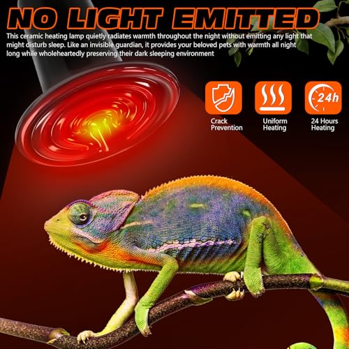 100W Ceramic Heat Emitter Reptile Heat Bulb E26 Base Heat Lamp Bulbs No Light Heat Lamp for Amphibian Pet Brooder Coop Lizard Turtle Snake Terrarium - style: 100 Watts