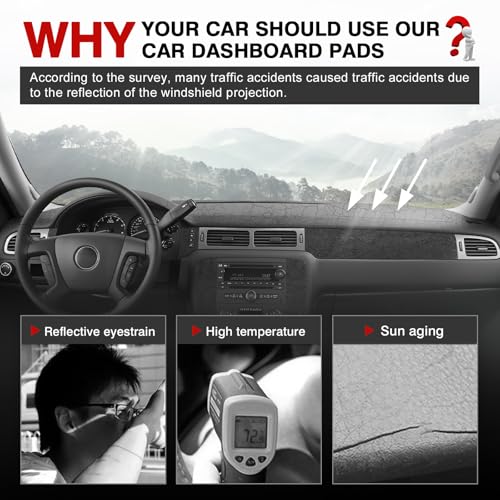 Autorder Gray Dashboard Cover Mat for 2007-2013 Chevy Chevrolet Silverado Sierra, 2007-2014 Chevy Tahoe Suburban Denali Avalanche & GMC Yukon/XL & Only One Glove Box Accessories Polyester Dash Cover - size: Gray 07-13 Silverado 1 Glove Box