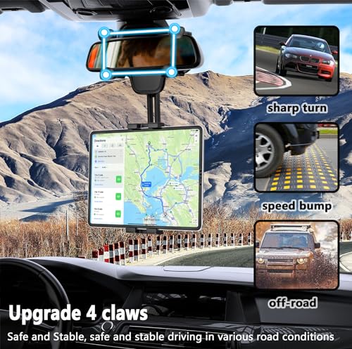 Rearview Mirror Tablet Mount for Car Truck- Rotatable & Retractable