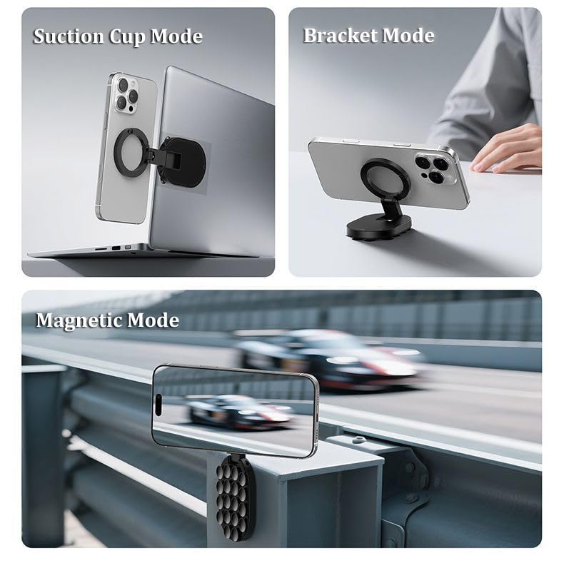 Yaslayp 3-in-1 Magnetic Phone Holder with Suction Cup,360°Rotatable - color: 1PC