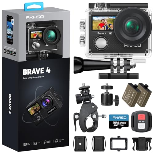 AKASO Brave 4 Action Camera 4K30fps with 128GB MicroSD Card Bundle