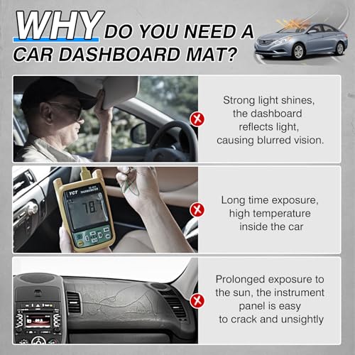 Sonata Dash Cover-Dashboard Cover for Hyundai Sonata 2011 2012 2013 2014 Accessories Suede Dash Mat for Sonata Anti-Glare and Sun Protection Back - size: Hyundai Sonata 2011-2014