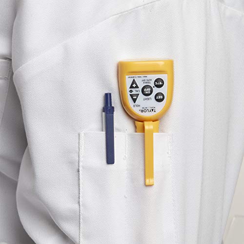 Taylor Compact Waterproof Digital Food Thermometer, 4.5 Inch Stem Length with an FDA Recommended 1.5mm Stepdown Probe Diameter and Amber Backlit LCD, HOLD, Min/Max; NSF, Yellow - color: Yellow