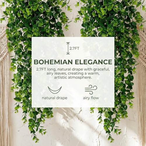 4 Pack Artificial Eucalyptus Hanging Plants 30 Inches UV Resistant Plastic Decor for Indoor Outdoor Walls, Weddings, Patios, Porches
