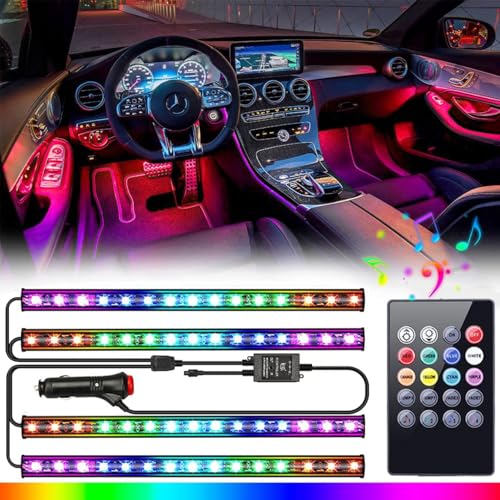 4PCS Car Interior LED Lights, 48LED RGB 12V Under Dash Lighting Kit - color: RGB 48 Lights