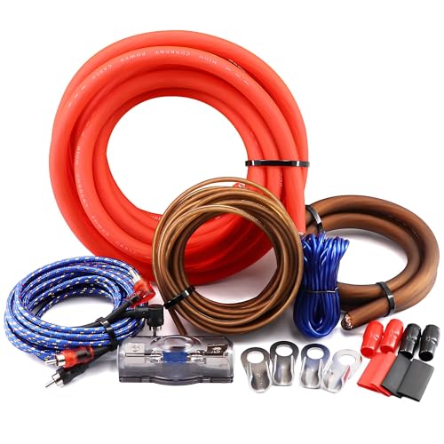 0 Gauge 3000W Amp Wiring Kit with 100A AGU Fuse,RCA for Subwoofers and Amp