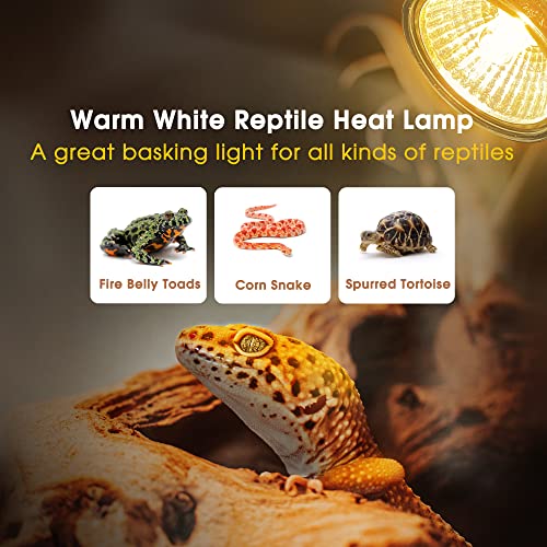 Briignite Reptile Heat Bulb 2 Pack, 50W UVA UVB Reptile Light Bulbs, Dimmable Heat Lamp Bulbs, Basking Light Bulb for Turtle, Beard Dragon Gecko Lizard Amphibians - color: Cream-50w Th09