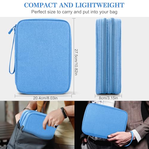 FYY Electronic Organizer, Travel Tech Pouch Bag, Extra Large, Cyan - color: Cyan, size: 10.8 x 8 x 3.15 inches