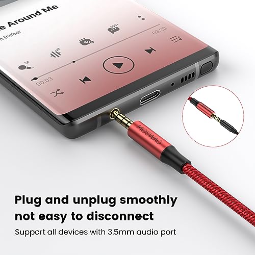 MOSWAG 10FT 3.5mm Male to Female Extension Cable with Microphone Stereo - color: Red, size: 10 ft