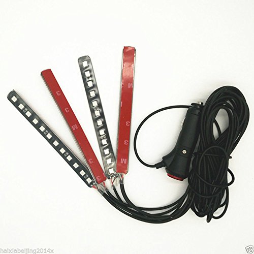 4PCS 48 LED Car Interior Lights, Blue Under Dash Light Kit - color: Blue 48 Lights