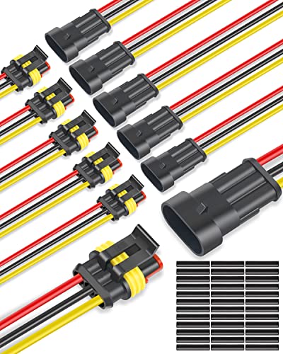 NAOEVO 3 Pin Connector Waterproof, 16 AWG 3 Wire Connectors, 6 Kits - size: 3 Pin