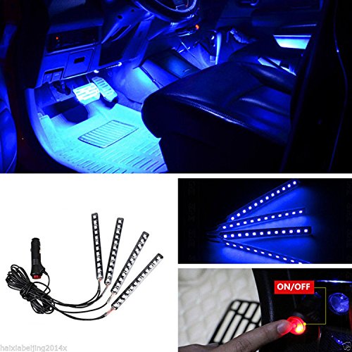 4PCS 48 LED Car Interior Lights, Blue Under Dash Light Kit - color: Blue 48 Lights