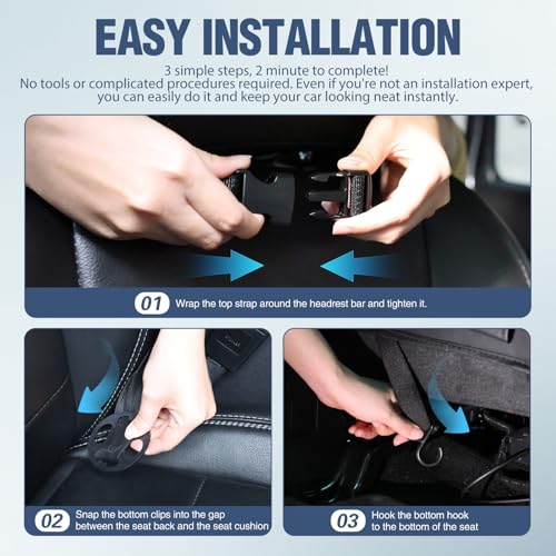 Nilight Car Seat Back Organizer 1PC Black PU Leather Universal - color: Black Leather w/Bucket-1 Pc Long Size