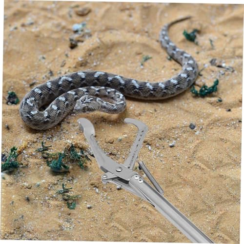 Alasum 1pc Folding Stainless Steel Snake Catcher Clamp Lock Practical Reptile Grabber Tool for Safe and Capture Gardens and Zoos