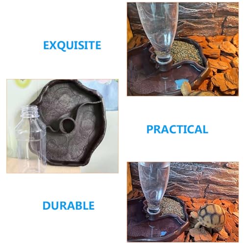 SUPVOX Automatic Reptile Waterer and Bearded Dragon Feed Bowl with Water Reservoir, Portable Turtle and Lizard Feeding Dish for Terrarium Use, Deep Coffee Color