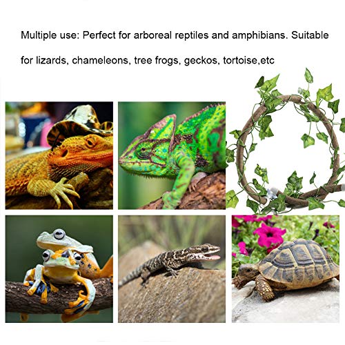 AYNEFY Flexible Vine Branch Jungle Rattan Long Vine Decoration Rattan Decoration Lifelike for Reptiles Pet Reptile Climbing Rattan Artificial Reptile - size: Rattan + folha de hera