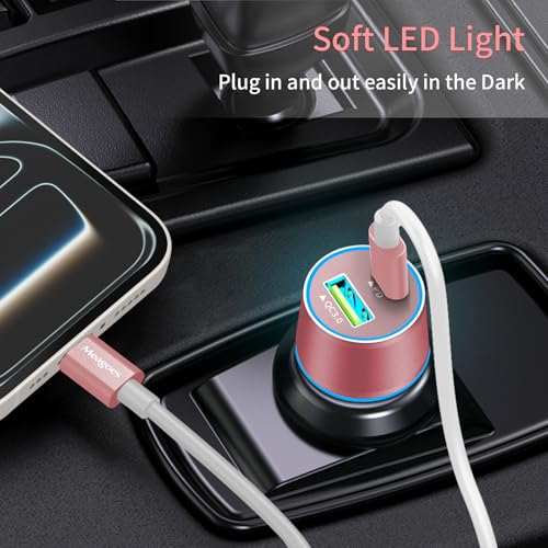 67.5W Pink Car Charger USB C Super Fast Charging for iPhone 17 Pro/Android - color: Rose Gold, size: 3.3 ft