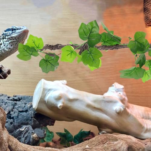 2pcs Artificial Hanging Vines for Reptile Terrarium with Suction Cups, Flexible Jungle Climbing Branch Decoration for Snake and Lizard Tank, Low Maintenance Plastic Plants