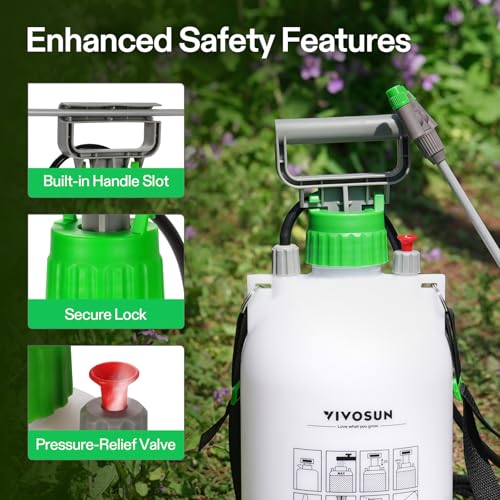 VIVOSUN 1.6 Gal/6L Pump Sprayer, Garden Water Sprayer for Plants, Weeds & Lawn Care, with 3 Nozzles, 50'' Long Hose & Pressure Relief Valve - size: 1.6 gal