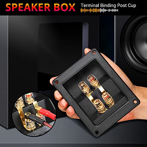 Facmogu 2PCS Rectangle 4-Way Speaker Terminal Box, Gold-Plated Terminal Cup - color: 4-way Rectangle