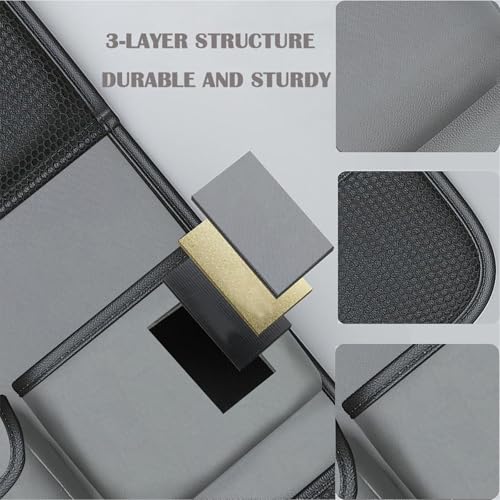 2 Pack Leather Car Backseat Organizer with Foldable Table Tray, Universal Car Seat Back Protector Kick Mat with Touchscreen Tablet Holder, Storage Pockets, Cup Holders & Tissue Holder, Black - color: Gray