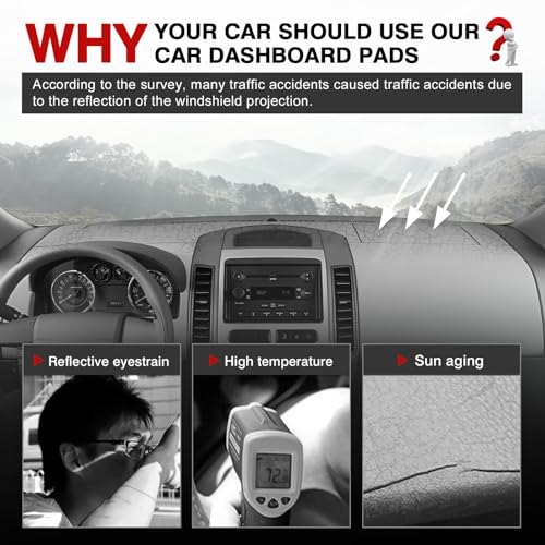 Autorder Dashboard Cover Mat for Ford Edge 2007-2014 Accessories Dash Cover Upgrade Flannel Dash Mat Sunshade Glare UV Rays Protector - size: Black 07-14 Edge