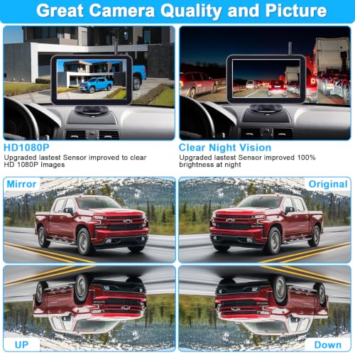 HD 1080P 7 Inch Wireless Backup Camera for Truck: 15-Min Easy to Install - size: 7'' + License Plate Camera