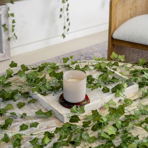 CQURE 120 Pack 840Ft Artificial Ivy Fake Vines,Ivy Garland Greenery Garland Fake Hanging Plants Vines Aesthetic Green Leaves for Bedroom Wedding Party Garden Wall Room Decor