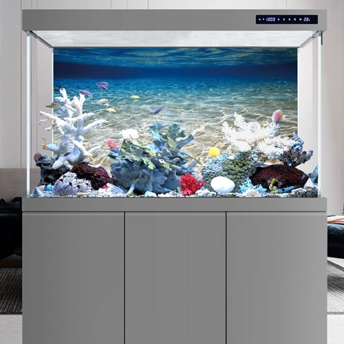 AWERT 30x18 inches Ocean Floor Aquarium Background Underwater Fish Tank Background Undersea Theme Aquarium Background - size: 30x18in/75x45cm