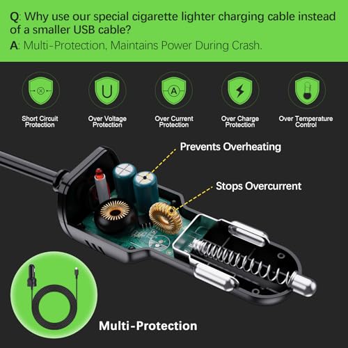Dash Camera Car Charger, Mini USB and Micro USB Interfaces, Driving Recorders Power Cord Universal Car Adapter Power Cord 3.5m/11.5ft 12V/24V to DC5V 2A(I Interface) - size: 2A-I-Mini/Micro USB