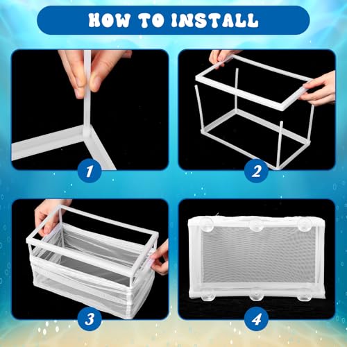 Fish Tank Breeder Net, Breeder Box for Fish Tank Simple to Install Fishes Hatchery Isolation Separation Net Plastic Frame Fry Hatchery Incubator Mesh Breeding Box with Suction Cup