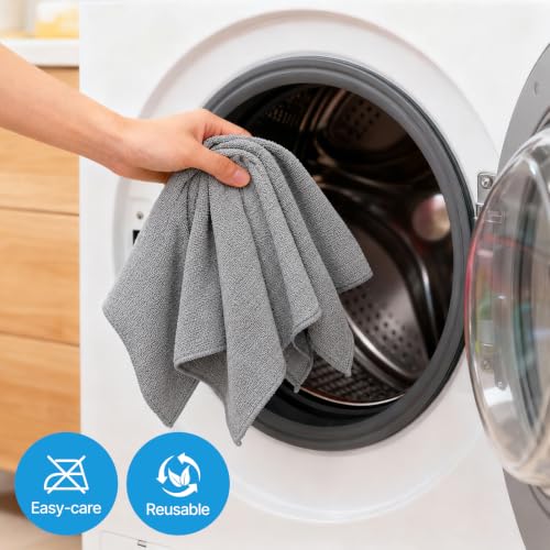 QYL Microfiber Cleaning Cloth,12 Pack Cleaning Rags, Cleaning Towels, 11.8"X11.8", Grey - color: Grey