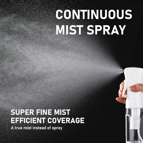 ELEMSY Spray Bottle For Hair (2 Pack 6.8 OZ) Continuous Mister Empty Spray Bottles, Ultra Fine Mist Water Sprayer for Hairstyling, Cleaning, Plants, Pets, Barbers, Salons, Essential Oil Scents - style: White & Black