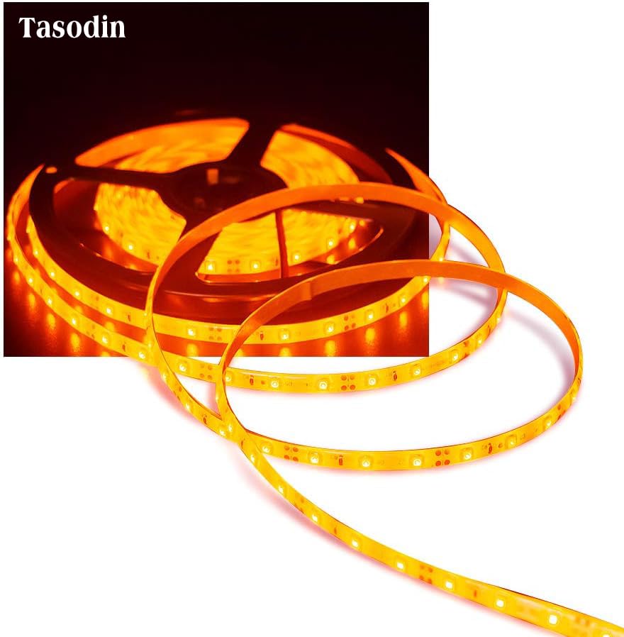 Water-Resistance IP65, 12V Waterproof Flexible LED Strip Light, 16.4ft/5m Cuttable LED Light Strips, 300 Units 3528 LEDs Lighting String, LED Tape(Orange) Power Adapter not Included - color: 1*16.4ft 3528 Orange