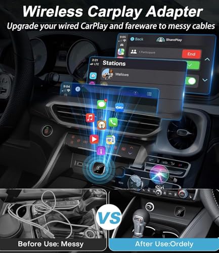 Wireless CarPlay Adapter & Android Auto Dongle, Fast Auto-Connect, Compact Plug & Play Wireless CarPlay Converter for iPhone & Android, USB/USB-C, No Delay, Seamless Reconnection (Black)